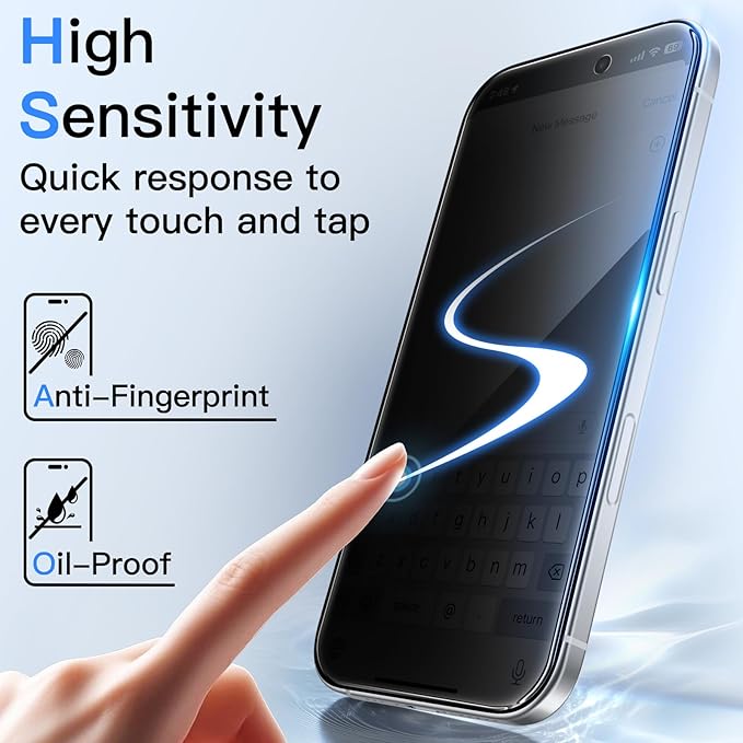 JETech Privacy Screen Protector for iPhone 17 Pro, 2+2 Pack | Anti-Spy Tempered Glass, with Camera Lens Protector, Easy Installation Tool - Image 7