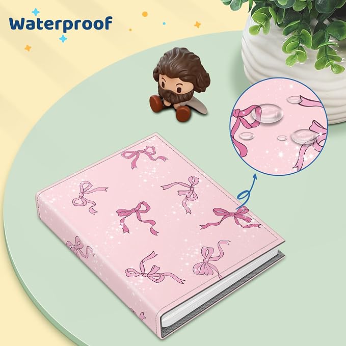 Fintie Photo Album 4x6 Photos - 52 Pockets Small Wallet Albums For Family | Vegan Leather Cover, 4X6 Picture Keepsakes, Family/Wedding/Travel Memory Book, Baby/Kids/Boys/Girls Gift, Pink Bow - Image 5