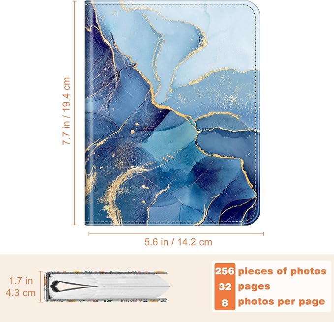Fintie Photo Album For Fujifilm Instax Mini 2x3 Inch Films - 256 Pockets | For Fujifilm Instax Mini 13/12/11/99/40/Evo/Se/7+/Liplay Instant Camera, Photos Keepsakes, Kids Memory Book, Ocean Marble - Image 4