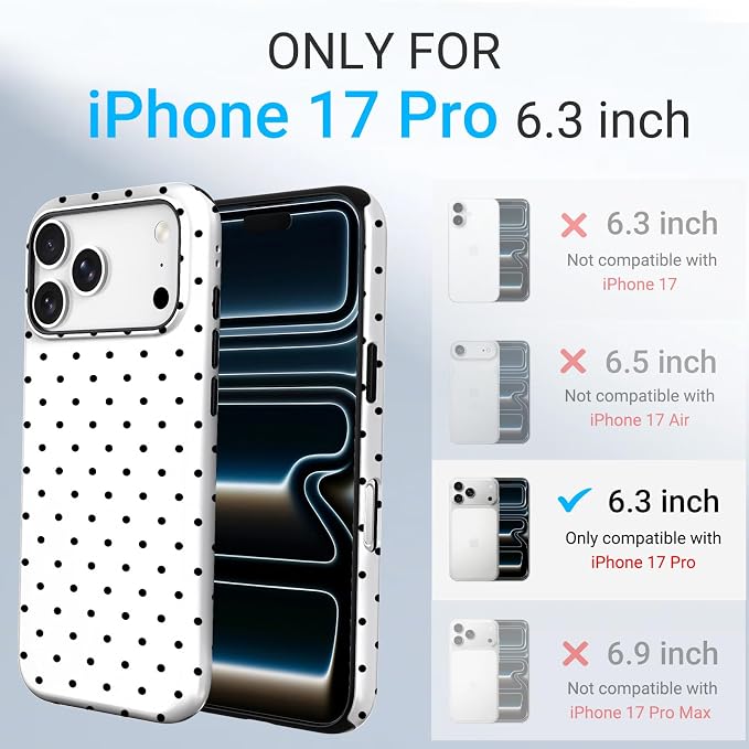 TPU Phone Case for iPhone 17 Pro, MagSafe Wireless Charging Compatible, Shockproof Slim Fit Protective Cover with Anti-Yellowing & Raised Camera Protection (Polka dot 8, iPhone 17 Pro(6.3")) - Image 2