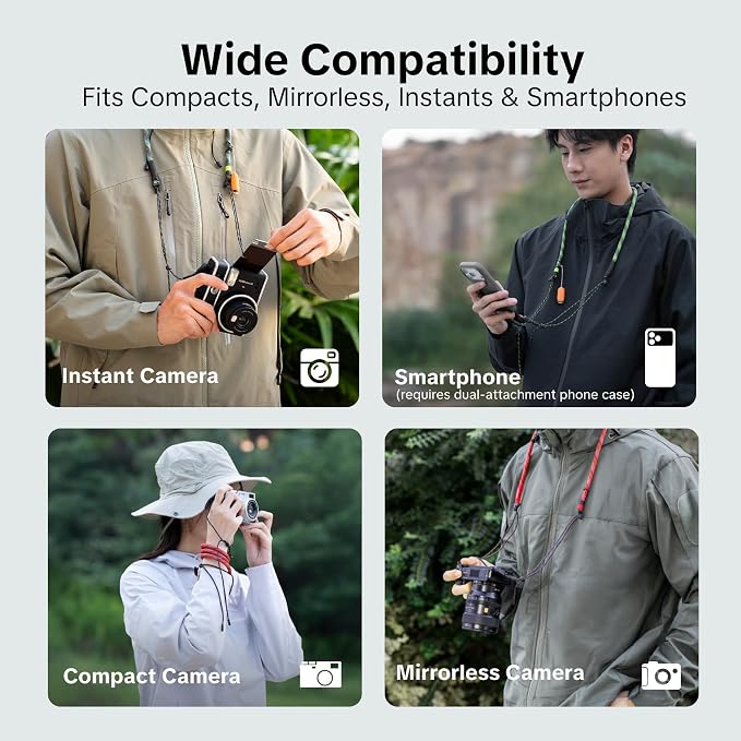 PGYTECH Camera Strap Slim Outdoor Style for Camera & Phone, Quick Release | Shoulder/ Neck Rope Strap for Compact Camera/Phone, Abrasion-resistant, Adjustable 32.2-53.5in, 66.1lb Capacity, Blaze Red - Image 2