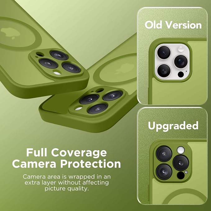 CAPRARO for iPhone 13 Pro Max Case, Compatible with MagSafe | Upgraded [Full Camera Protection] Shockproof Protective Slim Translucent Matte Magnetic Phone Case 6.7'', Cedar Green - Image 6