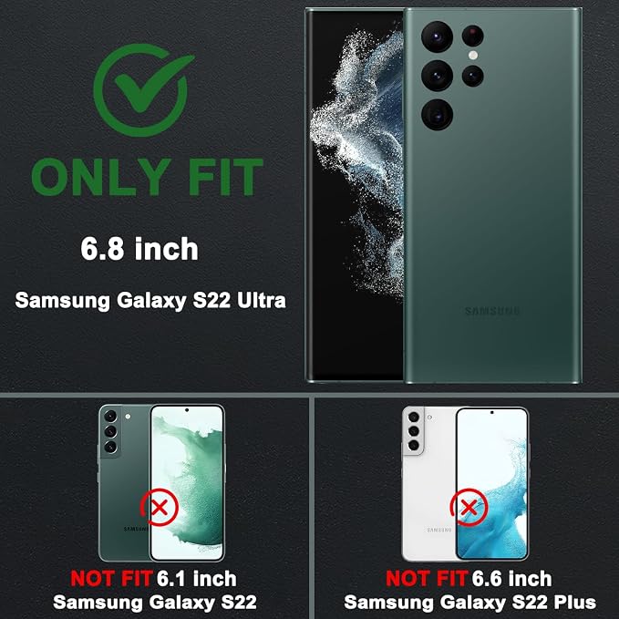Gritup for Galaxy S22 Ultra Case Military-Grade Shockproof with Kickstand | with 2 PCS Screen Protector, Slide Camera Cover, Heavy Duty Outdoor Protection Funda para Samsung S22 Ultra Cover, Green - Image 2