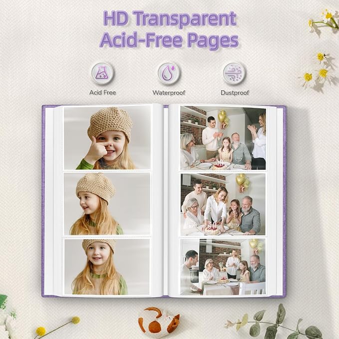 popotop Photo Album 4x6-300 Photos Linen Cover Photo Books with 300 Horizontal Pockets,Slip-in Picture Albums for Family Wedding Anniversary Baby Vacation Pictures - Image 3