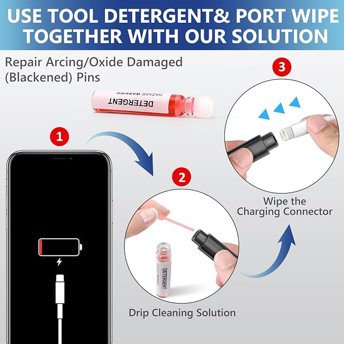 iPhone Cleaning Kit for Charging Port Cell Phone USB C with Storage Case | Multi-Tool, Cleaner Kit for AirPod, iPhone Cleaner, Portable Repair Tool, for Lightning Charger Cable iPad Electronic Devices - Image 7
