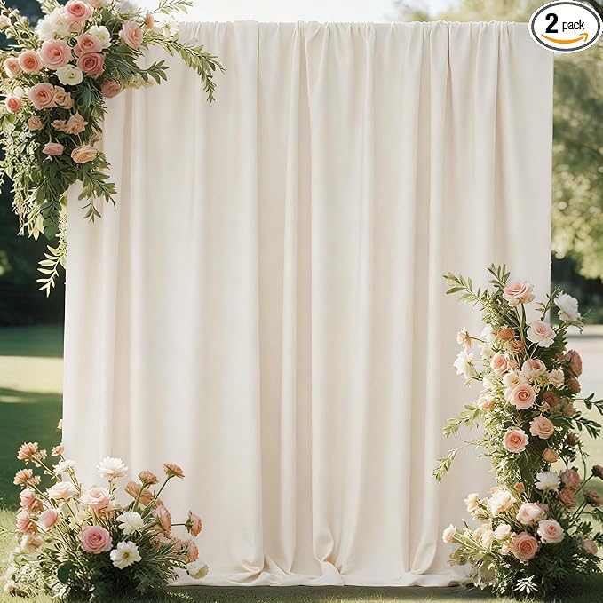 10x10FT Beige Backdrop Curtains for Parties, 5x10FT 2 Panels | Wrinkle Resistant Fabric Drapes for Photography Birthday Wedding Background Decorations Easy Hang Multipurpose Use by WELCOMETOCIPAZEE