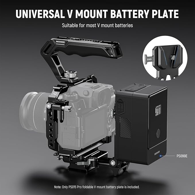 NEEWER Foldable V Mount Battery Plate with Arca Type Baseplate, PS015 PRO | Quick Release Camera Base Plate, Lightweight DSLR Video Rig, Compatible with SmallRig V Mount Battery Cage DJI RS4 RS3 Gimbal - Image 2