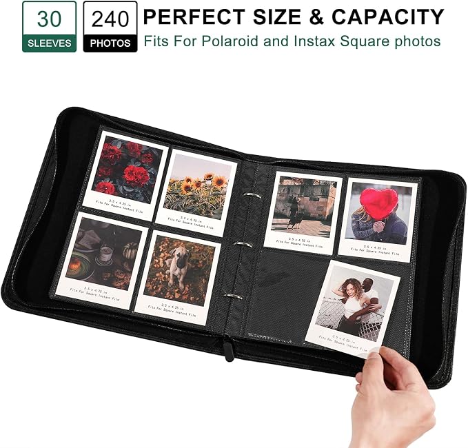 Large Polaroid Photo Album Binder, 240 Pockets. Lilac Purple | Fits Polaroid i-Type, 600, SX-70 and Instax Wide 3.5x4.25 films. Acid-free pages protect photos for long-term storage. - Image 3