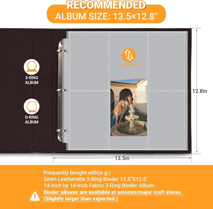4x6 Photo Album Refill Pages for 3 Ring Binder, 20 Pack Vertical Clear Plastic Photo Sleeves, Holds 240 Photos, Acid-Free Page Protectors, Large Capacity Family Wedding Anniversary Baby Picture Albums - Image 3