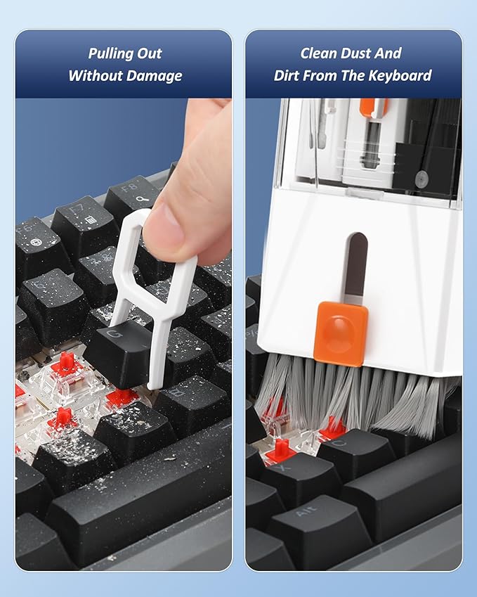 Keyboard Cleaner & Laptop Cleaning Kit, 15ml Spray, All-in-1 for Computer | Retractable Brush, Microfiber & Polishing Cloth, Keycap Puller, 3-in-1 Earbuds & Lens Pen, Safe for Airpod PC iPhone MacBook - Image 2