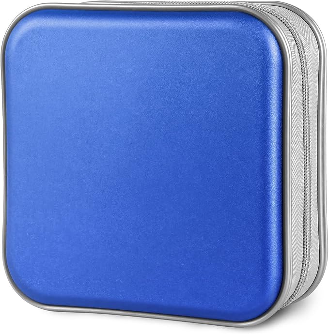 Siveit CD/DVD Cases 40 Capacity Disc Storage Binder for Car(Blue) | Holders Wallet Hard Plastic CD/DVD Case for Car Home Office Travel by Siveit