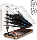 EZ-GLAZ-4+2 Pack for iPhone 16 Pro Max Privacy Screen Protector (6.9") | 2-Pack Lens Protectors, Alignment Kit, Easy Installation, 9H+ Tempered Glass, Scratch Resistant, 28° Privacy Protection by EZ-GLAZ