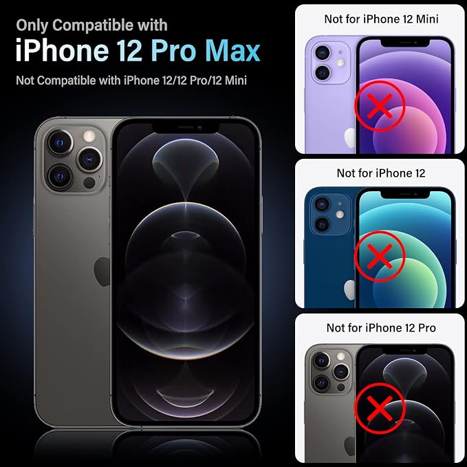 Uyiton for iPhone 12 Pro Max Camera Lens Protector | [Drop Protection][Strong Adsorption] 9H Sapphire Glass Camera Cover Screen Metal Ring Case Friendly Scratch Resistant, Black - Image 7
