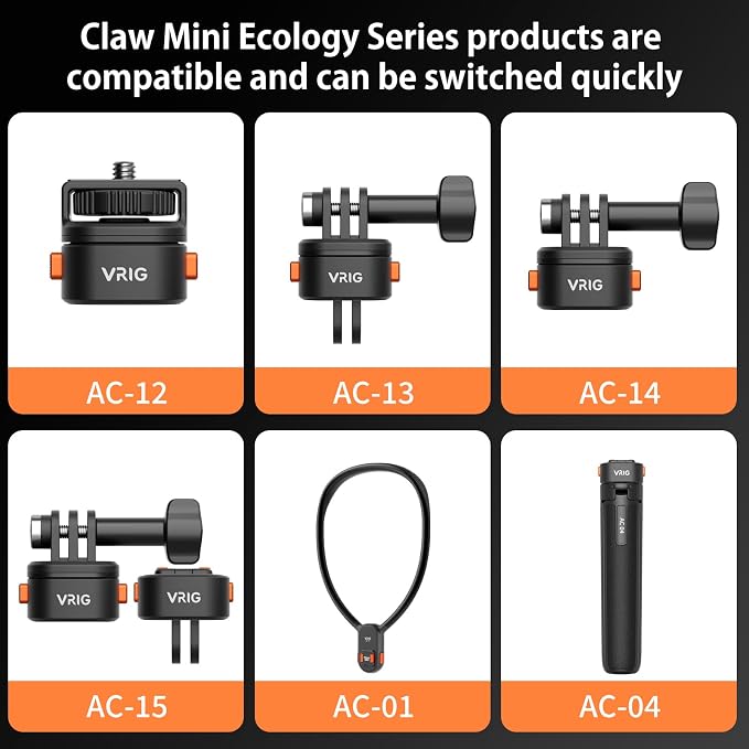 VRIG Mini Quick Release Base Mount for Action Camera, Magnetic Tripod Mount Adapter Compatible with DJI OSMO Action 5Pro/4/3,Go-Pro Hero 13/12/11/10, Akaso, Insta360 (Magnetic Accessories) - Image 7