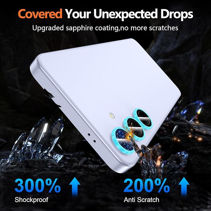 for Samsung Galaxy S25 Camera Lens Protector, Individual Metal Ring Tempered Glass Lens Cover, [Strong Adsorption] Scratch Resistant Ultra-Thin HD Clear Lens Cover, 1 Set-Blue Shine - Image 8
