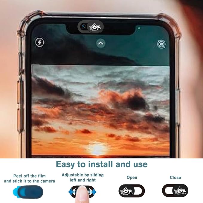 Panda Camera Cover Webcam Cover Slide Cute Animal Design Privacy Guard Webcam Protector for Laptop Notebook Tablet Phone Mini PC Accessories for Home Office Travel Work Secure Durabler - Image 3