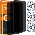 QHOHQ for iPhone 16 Pro Privacy Screen Protector + Camera Lens Protector | 3+3Pack Tempered Glass, Military Grade Shatterproof, Anti Spy Glass, Full Edge Coverage, Ultra Durable,with Installation Tool by QHOHQ