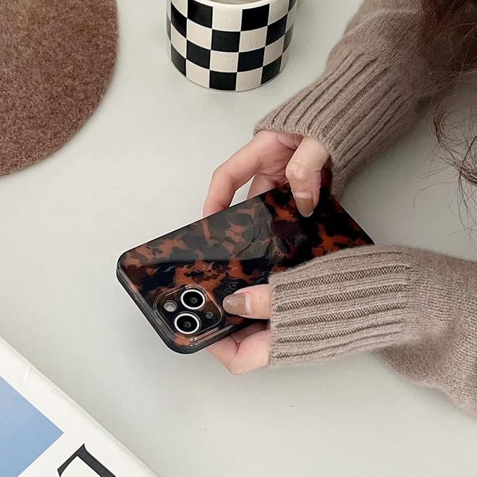 Cute Phone Case for iPhone 13 Pro Max Case Amber Leopard Print | Cheetah Tortoiseshell Pattern,Full Camera Protective,Slim Shockproof TPU,Aesthetic Girly Glossy Cover for Women Men-Brown - Image 5