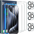 Ferilinso 3 Pack Screen Protector for iPhone 15 Pro, Tempered Glass, HD | 9H+ Hardness, Military-Grade Shatterproof, Case Friendly, Easy Installation Bubble Free, with Camera Lens Protectors by Ferilinso