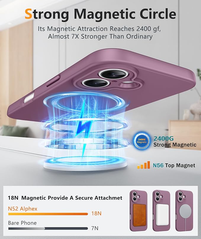 FNTCASE for iPhone 17 Case, Compatible with Magsafe, Glass Screen Protector | Full Camera Protection, Integrated Silicone Cases, 14FT Military Grade Drop Proof, Shockproof Protective Phone Cover - Image 3
