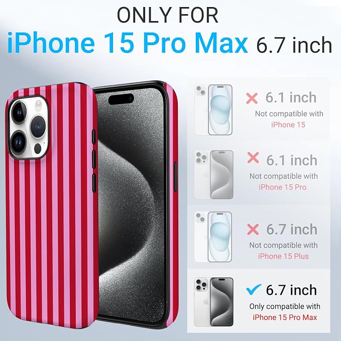 TPU Phone Case for iPhone 15 Pro Max, MagSafe Wireless Charging Compatible, Shockproof Slim Fit Protective Cover with Anti-Yellowing & Raised Camera Protection (Stripes 4, iPhone 15 Pro Max) - Image 2