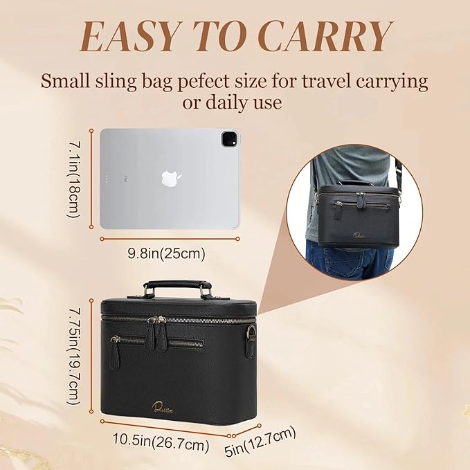 Camera Sling Bag, Waterproof PU Leather Crossbody Camera Case for Photographers, Small Shoulder Bag Compatible for Canon Nikon Sony (Black) - Image 3