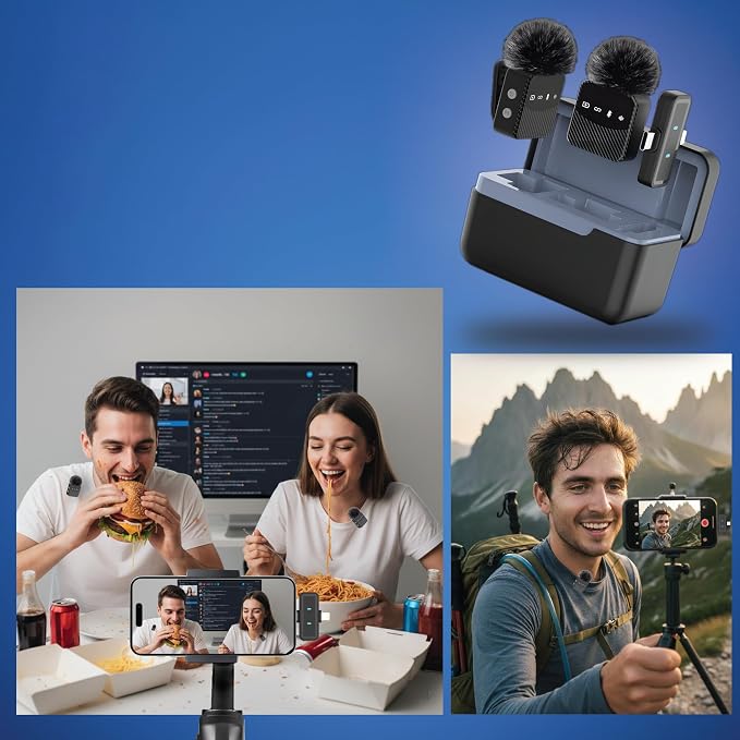 Wireless Lavalier Microphone for iPhone Android Mini Mic with Charging Case | Auto pairing clip-on mini mic, noise reduction, windproof net, works with laptops, for video recording and vlogging - Image 7