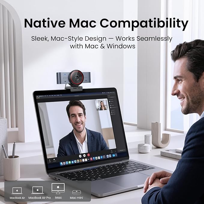 EMEET C960 Ultra 4K Webcam for Mac & PC, 1/1.5" Large Sensor, Metal Body | 0.2s Autofocus, DRC, Whiteboard Mode, Built-in Privacy Cover, 2 Mics, USB Webcam 4K for Meetings, Streaming, Content Creation - Image 4