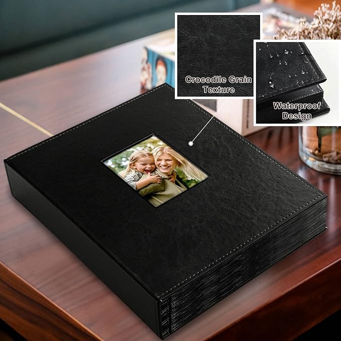 Ywlake Photo Album 4x6 400 Pockets, Leather Photo Albums Holds 400 Vertical Pictures Only Black - Image 2