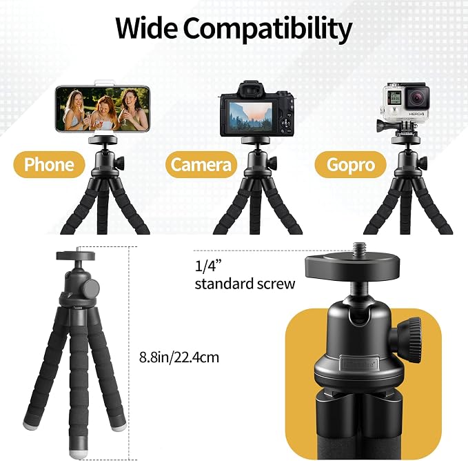 Phone Tripod for iPhone, Flexible Mini Stand with Remote for Recording | Compact flexible tripod with remote, ideal for selfies, video recording, travel and everyday phone support - Image 4