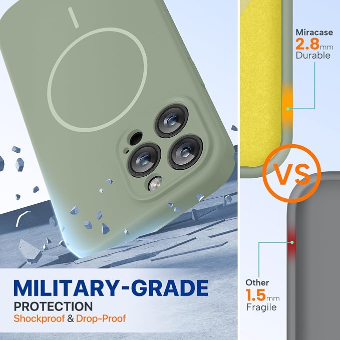miracase Designed for iPhone 14 Pro Case, [Upgraded Camera Protection], Shockproof Liquid Silicone Rubber Phone Case Cover for 14 Pro 6.1 inch, Patina Green - Image 2