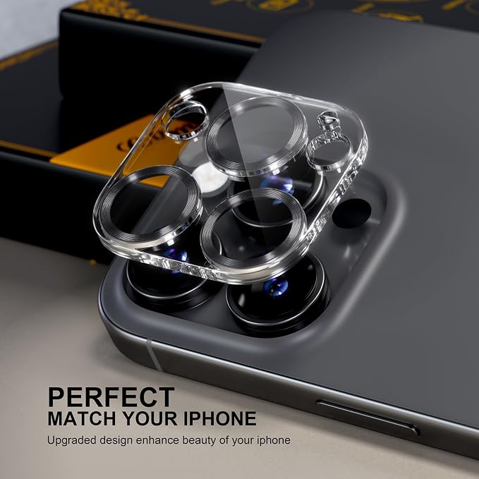 for 6 Pack iPhone 15 Pro/iPhone 15 Pro Max Camera Lens Protector [Drop Protection] [Case Friendly] [Easy Installation] 9H Tempered Glass Camera Screen Protector Cover, CD Black - Image 5