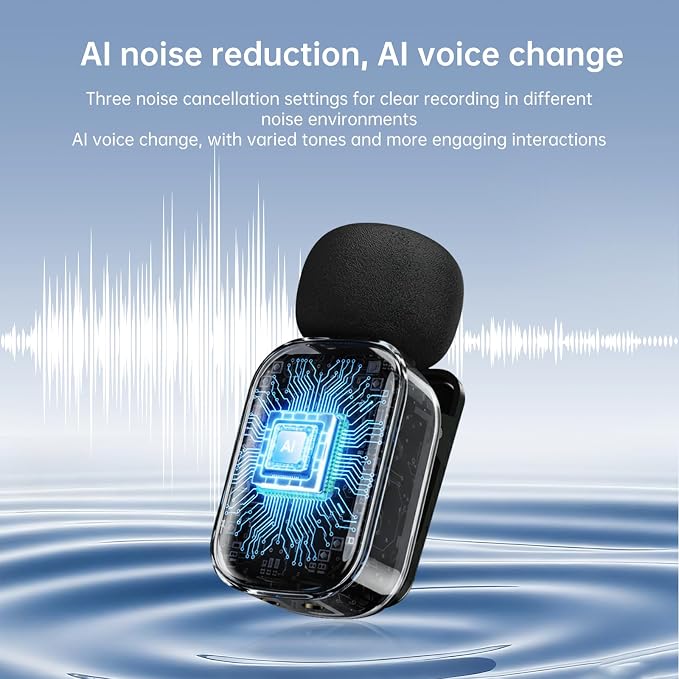 Wireless Microphone for Video Recording - Noise-Cancelling mini Microphone,Portable Microphone,Suitable for Mobile Phone Lapel Microphone Wireless for YouTube, TikTok Live Streaming, blogs - Image 3