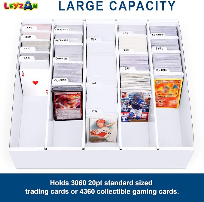 5-Row Trading Card Storage Box, 4-Pack with Divider for MTG & Sports Cards | Durable Cardboard Card Holder for Bulk Collections, Storing Magic, TCG, Football, Basketball, and Game Cards - Image 5