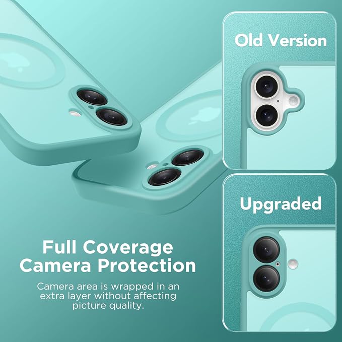 CAPRARO for iPhone 16 Case, Compatible with MagSafe | Upgraded [Full Camera Protection] Protective Translucent Matte Women Girl Magnetic Phone Case Cover, Smoky Blue - Image 6
