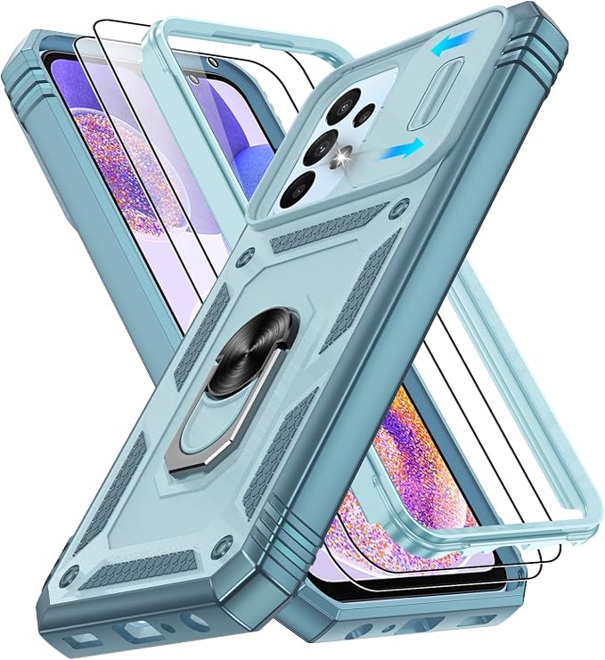 Gritup for Galaxy A23 5G Case Military-Grade Shockproof with Kickstand | (   ) with 2 PCS Screen Protector, Slide Camera Cover, Heavy Duty Funda para A 23 5G Cover, Green by Gritup