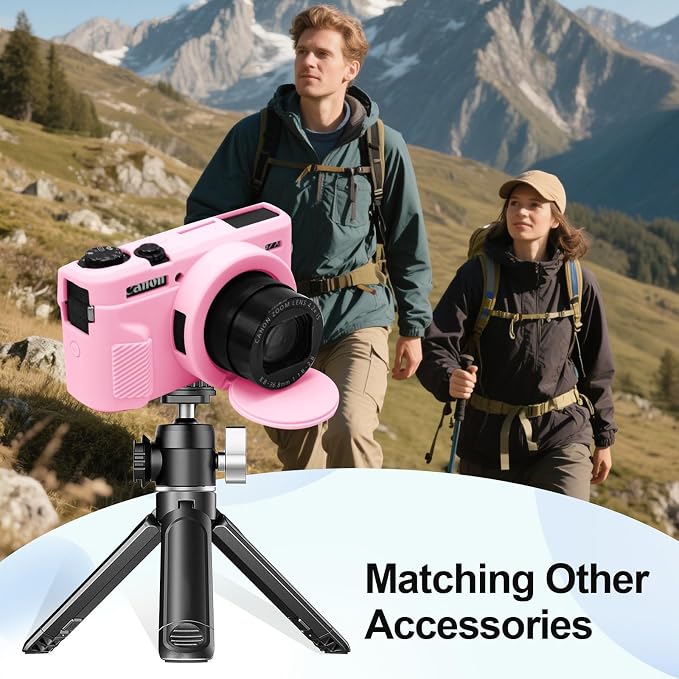 Case with Removable Lens Cover for Canon G7X Mark II/G7XII Camera(Pink) | Soft Silicone Camera Protective Case,Slim Fit,Anti-Scratch,Dustproof,Shockproof,Camera Accessories,For Travel,Daily Use - Image 6