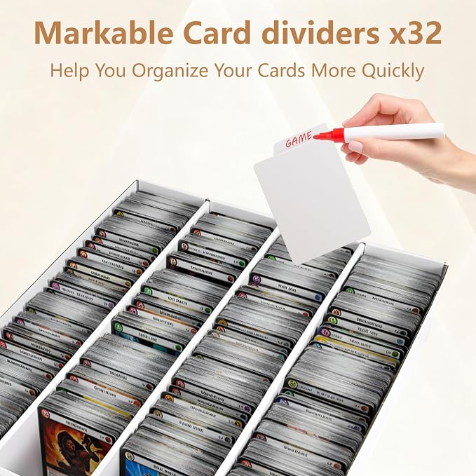 RLAVBL 2-Pack 3600 Count Trading Card Storage Box, Cardboard Card Boxes | 4 Row, 32 Dividers, for Sports, MTG, TCG, Toploader - Image 3