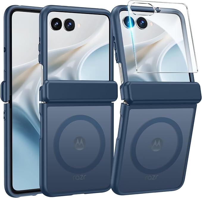 FNTCASE for Motorola Razr 2026/2025 Case, Fit for Magsafe, Hinge Protection | Screen Protector, Translucent Matte Magnetic Back, 18FT Military Grade Drop Proof, Protective Phone Cover, Blue by FNTCASE
