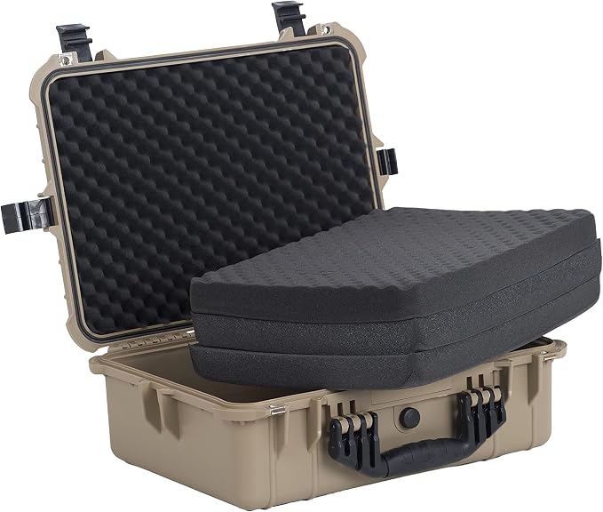 MEIJIA All Weather IP67 Waterproof Hard Camera Case,Hard Protective Case,Hard Case with Customizable Foam,Fit Use of Drones,Camera,Equipments,Pistols(Desert Tan,19.78x15.77x7.41inches) - Image 8