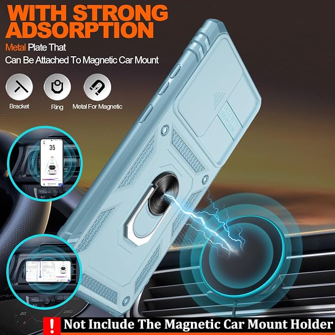 for Samsung Galaxy Note 20 Ultra Case with 2PCS Screen Protector, Build in 360° Rotating Ring Kickstand, Military Grade Protective Cover for Note 20 Ultra Phone, Green - Image 6