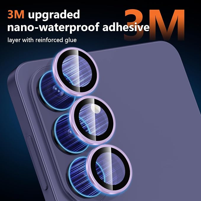 for Samsung Galaxy S26 Camera Lens Protector, Individual Metal Ring Tempered Glass Lens Cover, [Strong Adsorption] Scratch Resistant Ultra-Thin HD Clear Lens Cover, 1 Set-Purple Ring - Image 4