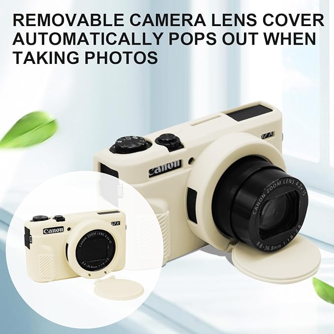 Case with Removable Lens Cover for Canon G7X Mark II/G7XII Camera(Beige) | Soft Silicone Camera Protective Case,Slim Fit,Anti-Scratch,Dustproof,Shockproof,Camera Accessories,For Travel,Daily Use - Image 5