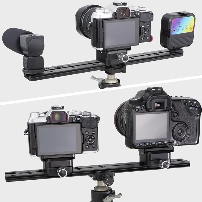 LEFTFOTO 350mm Double Dovetail Slide Rail with Arca Swiss Quick Release Plate,Locating Hole for ARRI,1/4" & 3/8" Threads,Cold Shoe - for DSLR Camera Tripod Ballhead - Image 2