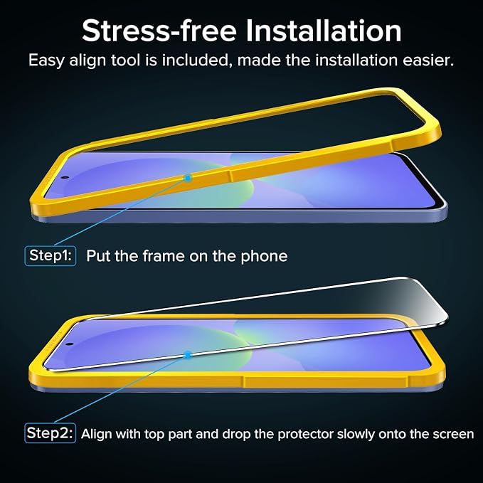 ivoler Screen Protector for Samsung Galaxy A57 5G Tempered Glass 3-Pack | with [Easy Installation Frame], Anti-Scratch Case Friendly Clear HD Film for Samsung Galaxy A57 6.7inch - Image 5
