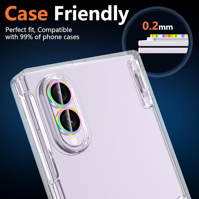 for Samsung Galaxy Z Fold 8 Camera Lens Protector, Individual Metal Ring Tempered Glass Lens Cover, [Strong Adsorption] Scratch Resistant Ultra-Thin HD Clear Lens Cover, 1 Set-Colorful - Image 6