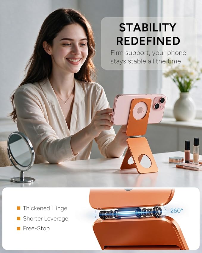 1ST IDEA for MagSafe Tripod Stand Ultra-Thin 0.23" | Aluminum Alloy Magnetic Tripod for iPhone, Flexible 20x Magnet Phone Stand Gift Accessories for Women Men for iPhone 17 16 15 14 13 12 Series - Image 3