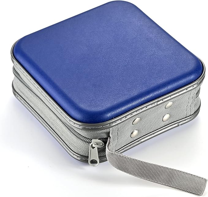 LIOVODE DVD Case, 48 Capacity Hard Plastic CD Case Holder for Car | DVD Storage, Hand Strap, Zipper Closure, Scratch-Resistant Sleeves, CD Storage for Music Blu-Ray Game Disc for Travel Office - Image 5