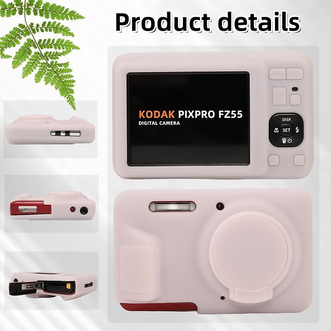 Case for Kodak PIXPRO FZ55, FZ55 accessories | Soft Silicone Protective Case Removable Lens Cover, Comes with 2 Screen Protectors and 1 Wrist Strap. (Jelly Pink) - Image 5