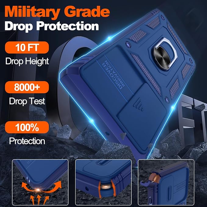 Gritup for Galaxy S22 Ultra Case Military-Grade Shockproof with Kickstand | with 2 PCS Screen Protector, Slide Camera Cover, Heavy Duty Outdoor Protection Funda para Samsung S22 Ultra Cover, Blue - Image 3